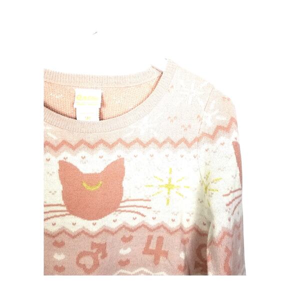 Sailor Moon Luna & Sailor Guardian Symbols Sweater Pink Cream Yellow - M - Picture 3 of 7